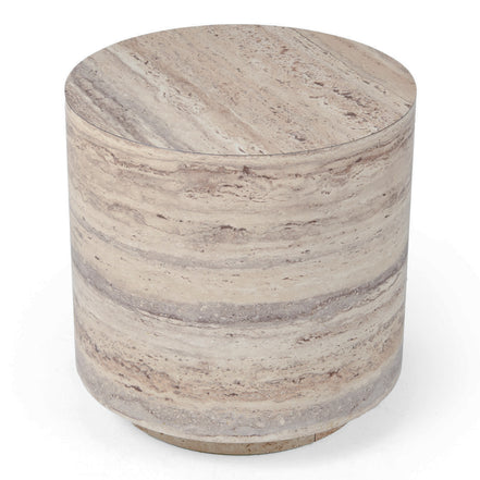 Roma - Modern Faux Travertine Round End Table - image 2