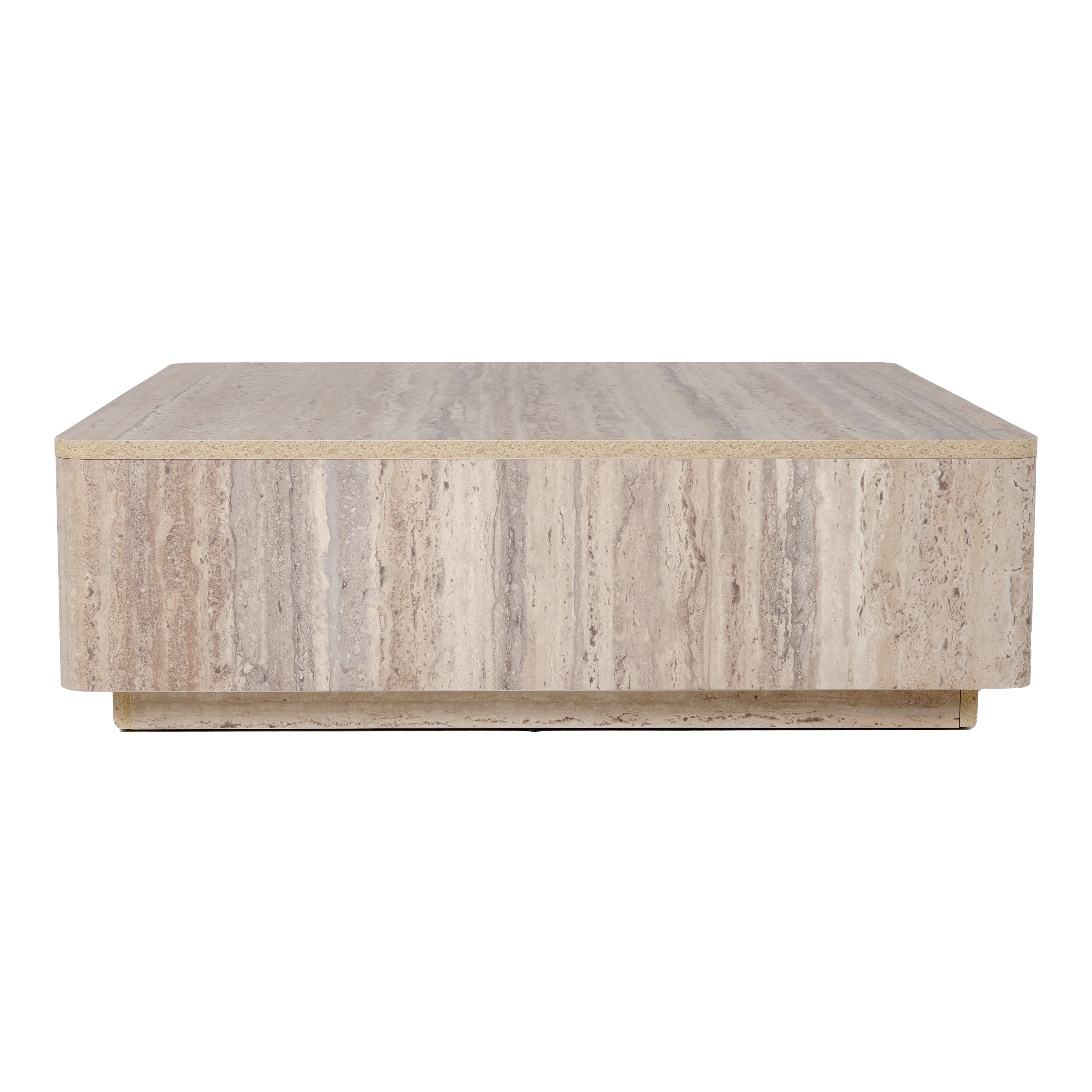 Roma - Modern Faux Travertine Square Coffee Table