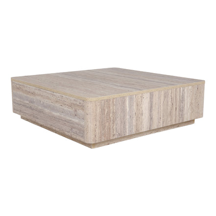 Roma - Modern Faux Travertine Square Coffee Table - image 2