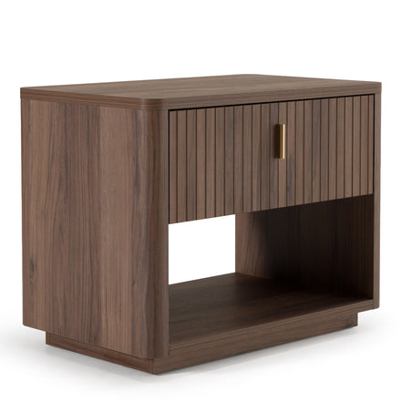 Roma - Modern Walnut + Gold Nightstand