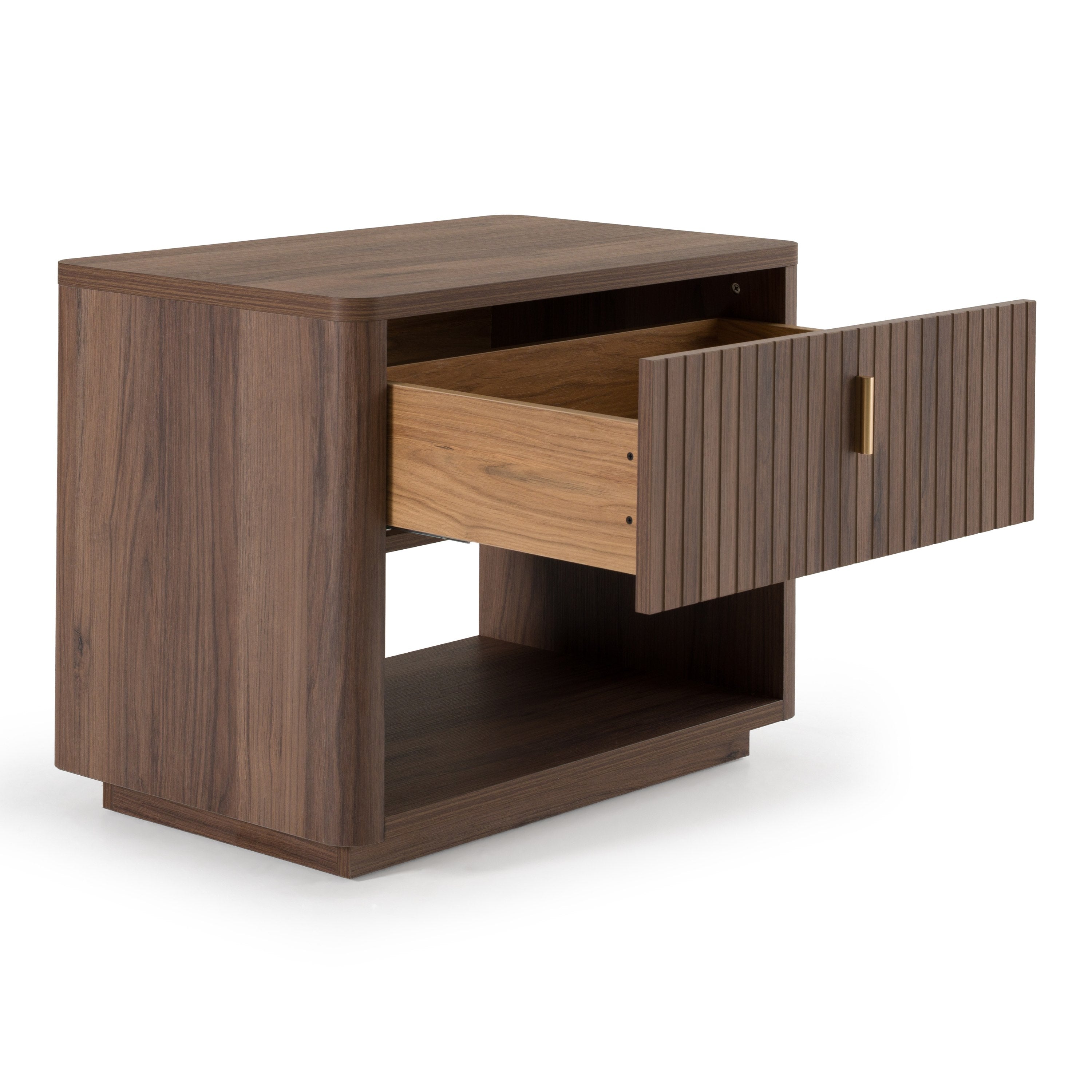 Roma - Modern Walnut + Gold Nightstand - image 4