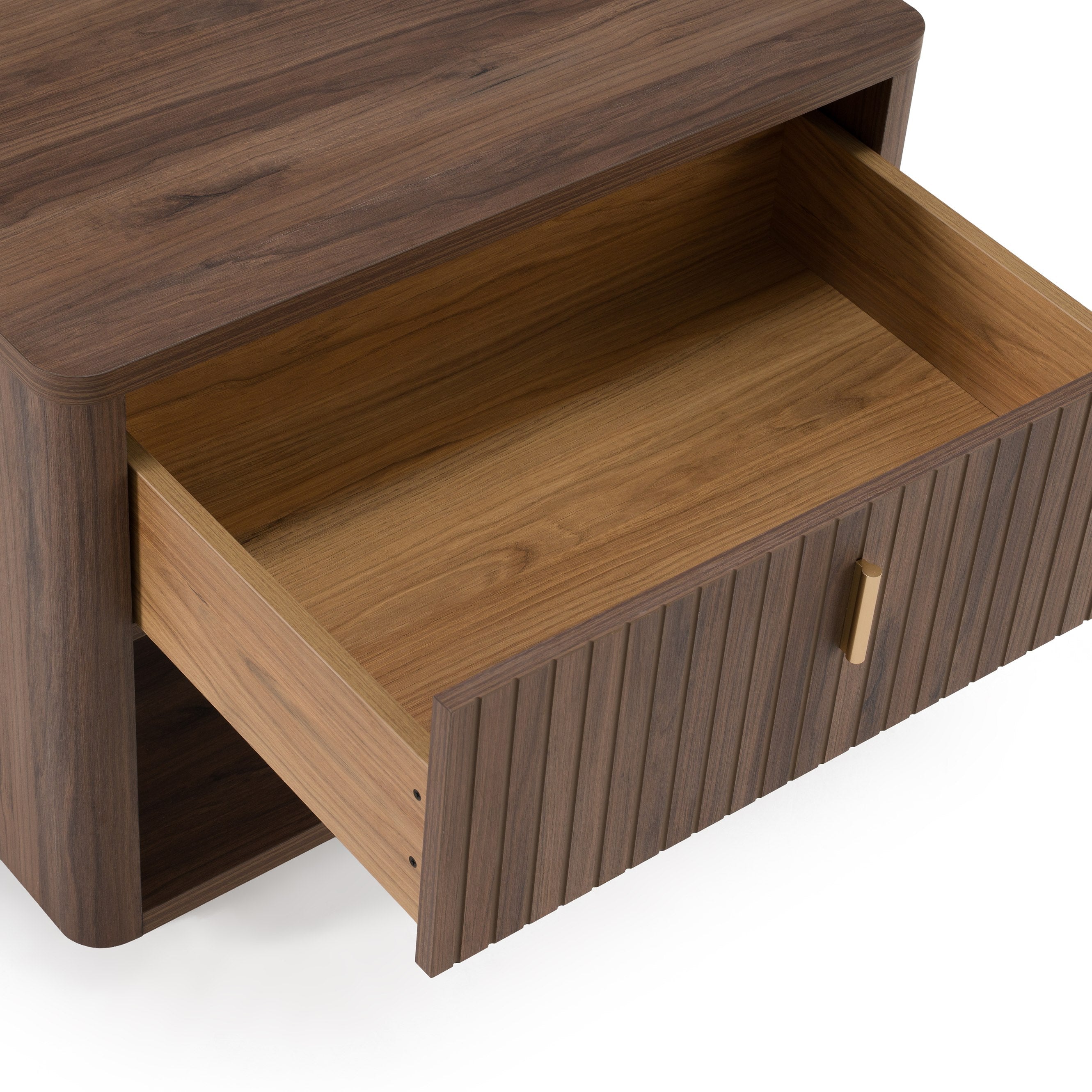 Roma - Modern Walnut + Gold Nightstand - image 5
