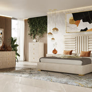 Roma - Modern Faux Travertine + Gold Chest