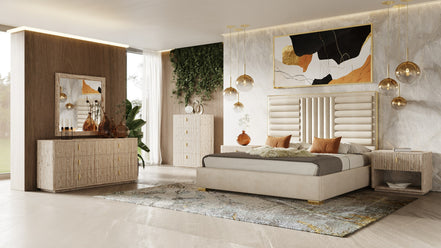 Roma - Modern Faux Travertine + Gold Chest