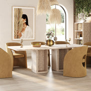 Roma - Modern Travertine Rectangular Dining Table - image 2