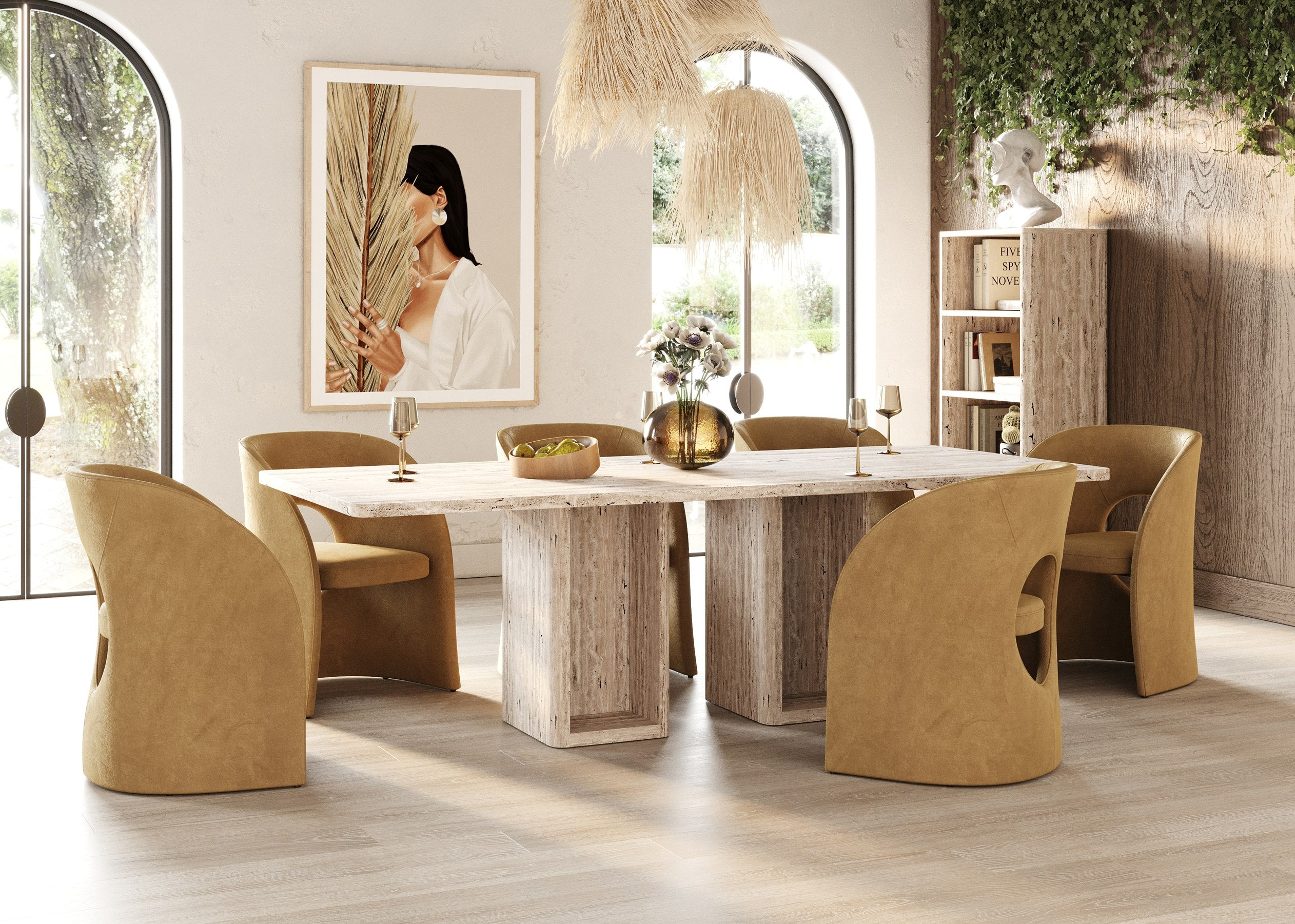 Roma - Modern Travertine Rectangular Dining Table - image 2