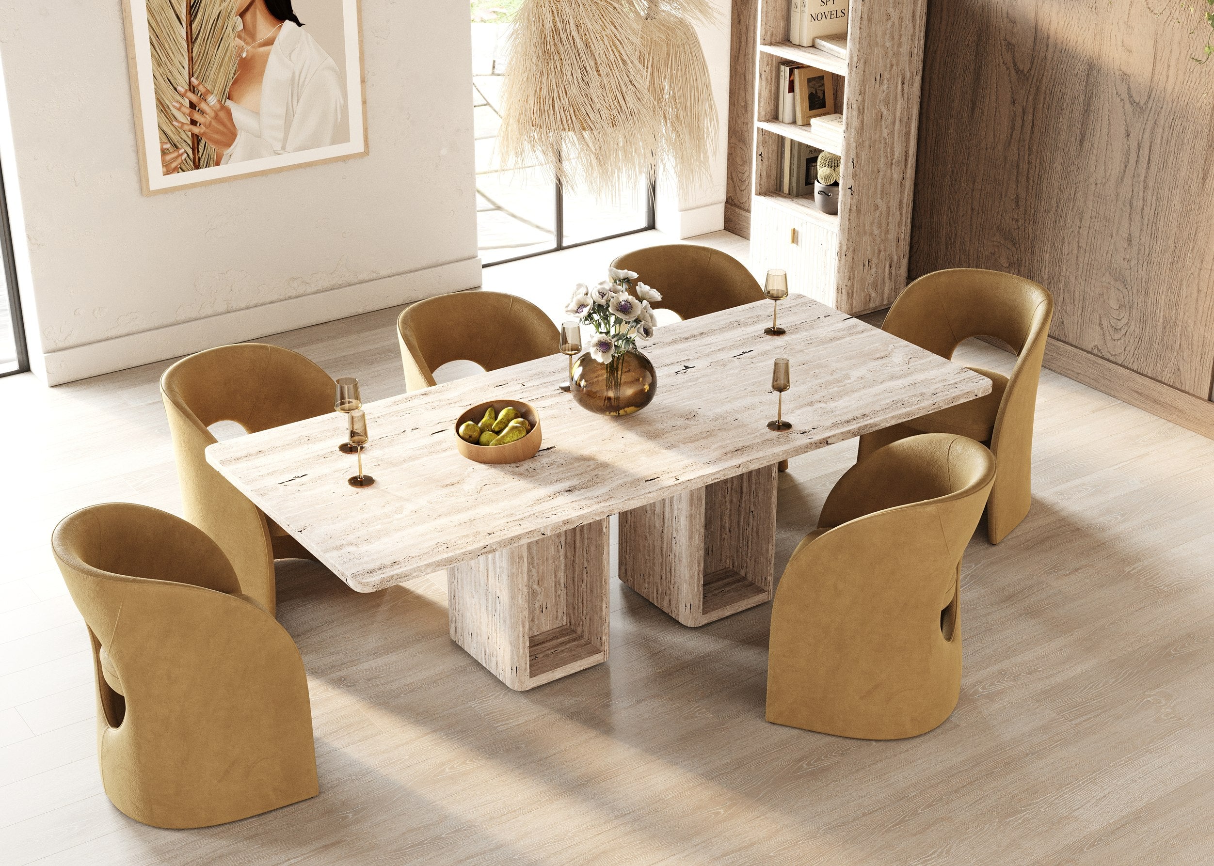 Roma - Modern Travertine Rectangular Dining Table - image 3