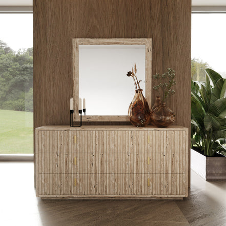 Roma - Modern Faux Travertine + Gold Mirror - image 2