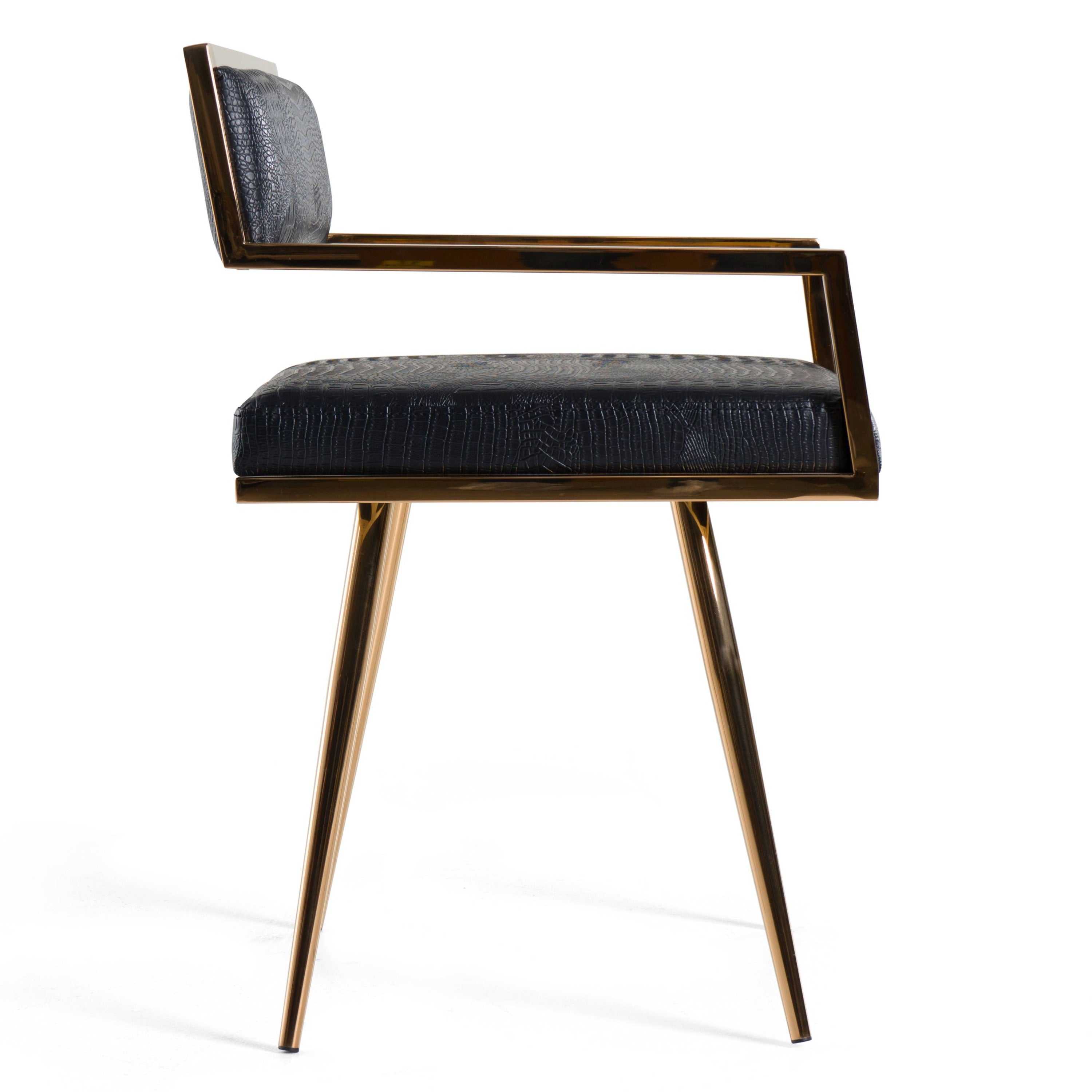 Rosario Modern Black & Rosegold Dining Chair - image 4