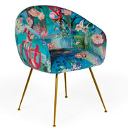 Roxann - Contemporary Floral Velvet Gold Dining Chair