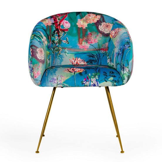Roxann - Contemporary Floral Velvet Gold Dining Chair - image 2
