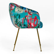 Roxann - Contemporary Floral Velvet Gold Dining Chair - image 3