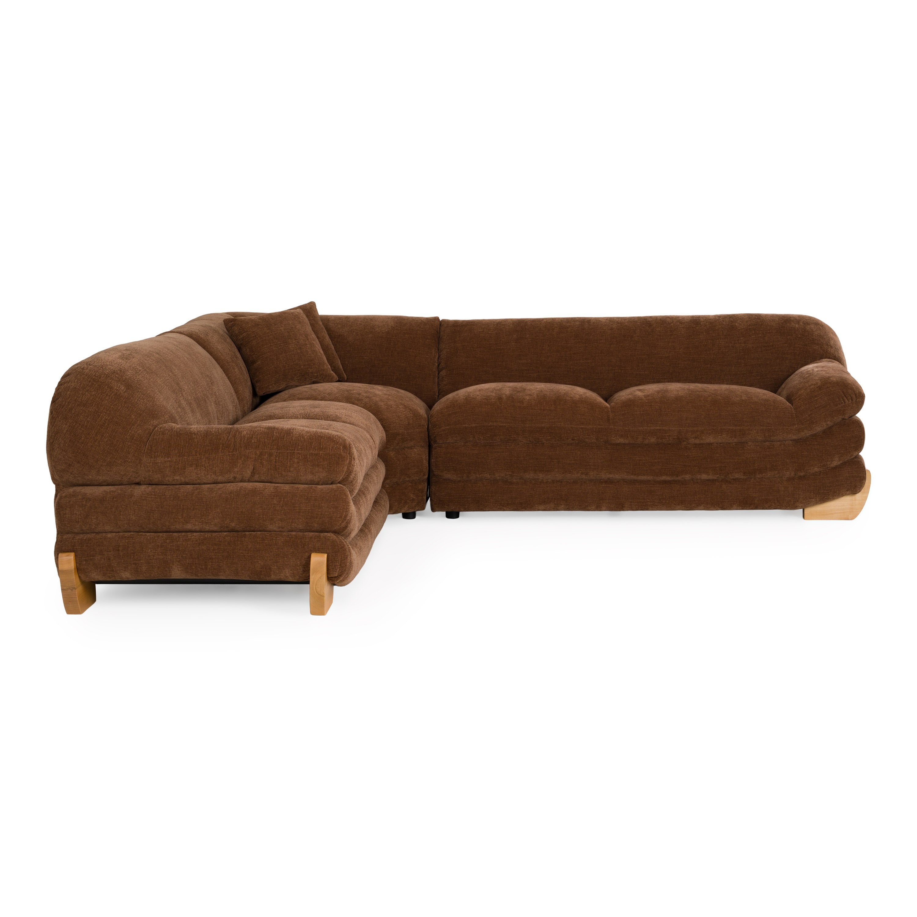 Crockett - Modern Brown Fabric Sectional Sofa - image 2