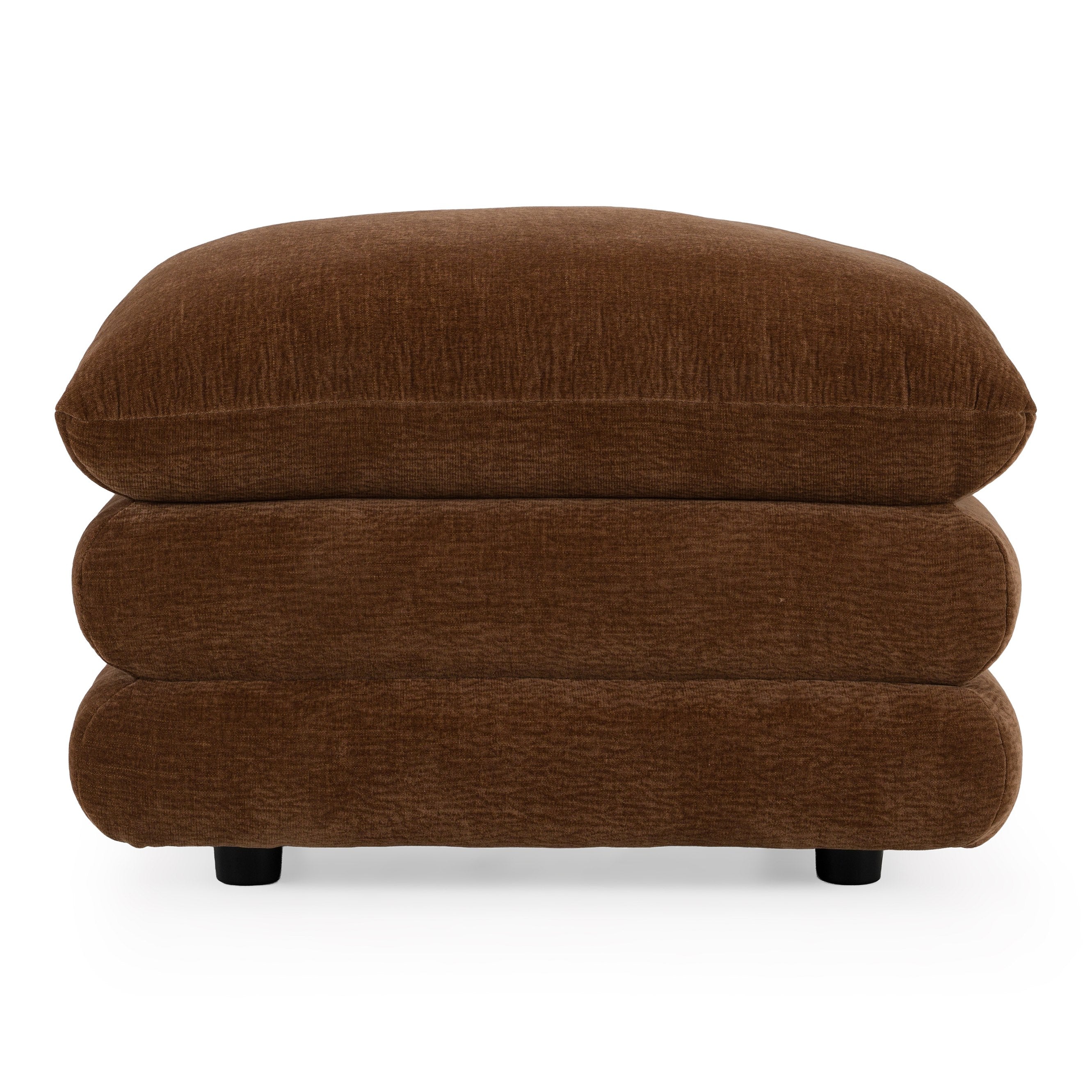 Crockett - Modern Brown Fabric Ottoman - image 2