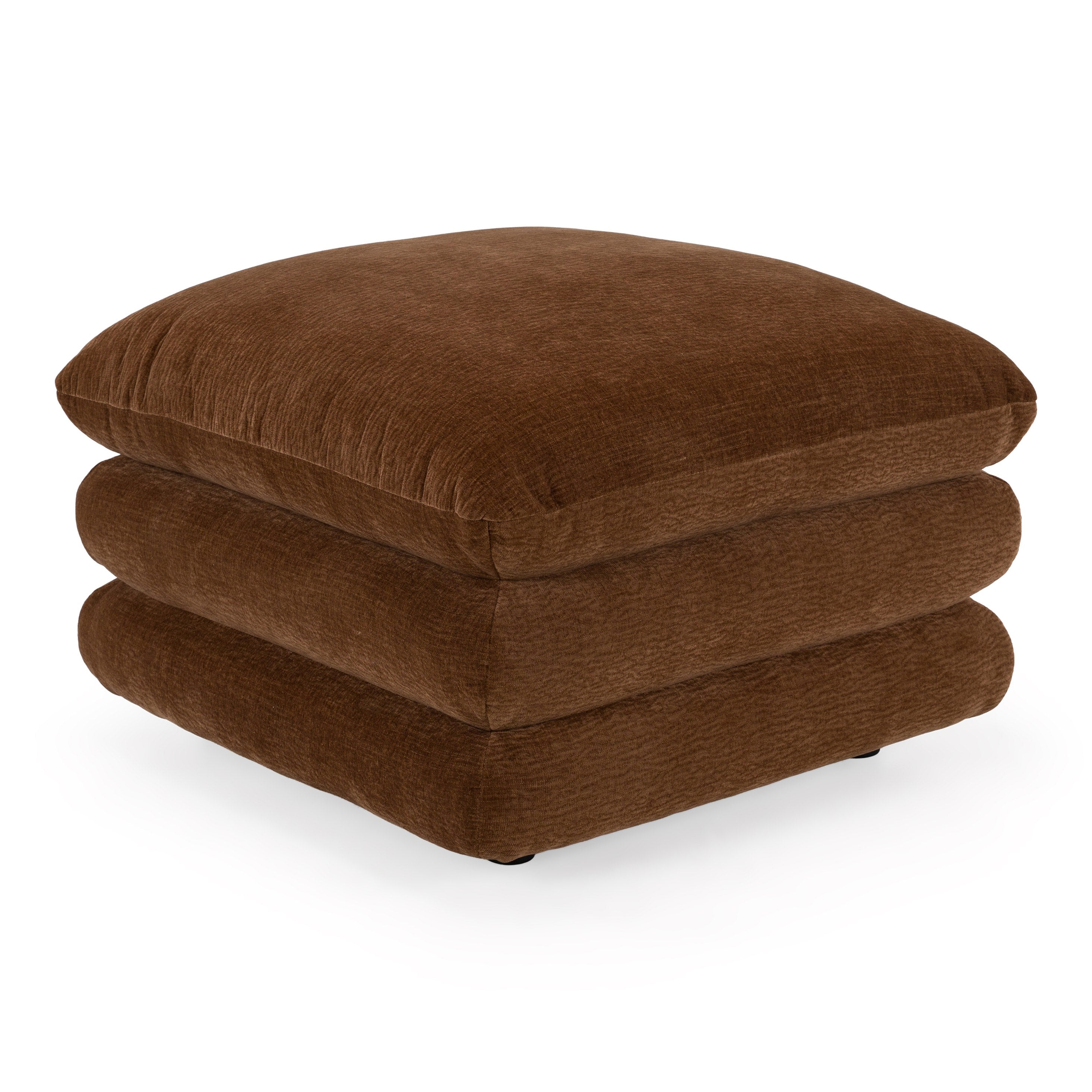 Crockett - Modern Brown Fabric Ottoman - image 3