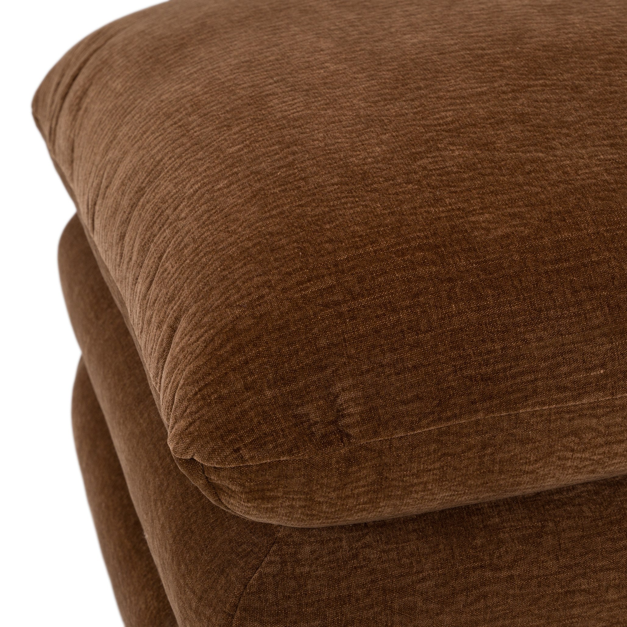 Crockett - Modern Brown Fabric Ottoman - image 4