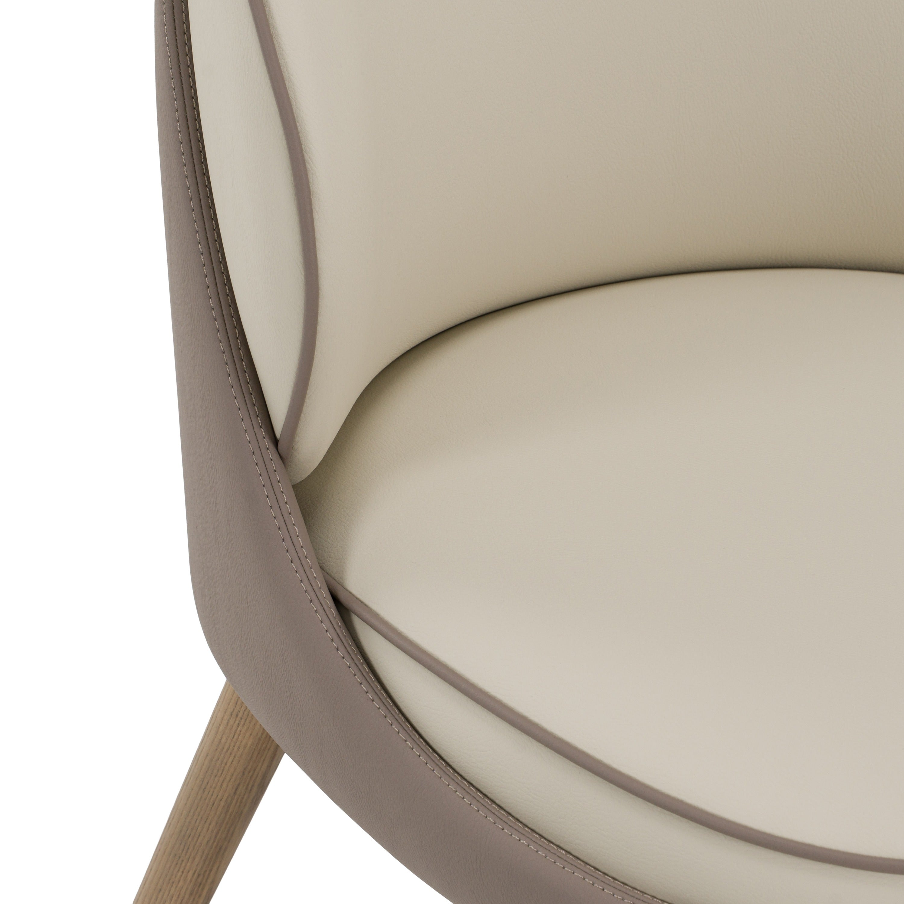 Pangea - Mid-Century Modern Cream & Taupe Vegan Leather + Grey Ash Dining Chair (Set of 2) - image 5