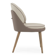 Pangea - Mid-Century Modern Cream & Taupe Vegan Leather + Grey Ash Dining Chair (Set of 2) - image 2