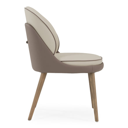 Pangea - Mid-Century Modern Cream & Taupe Vegan Leather + Grey Ash Dining Chair (Set of 2) - image 2