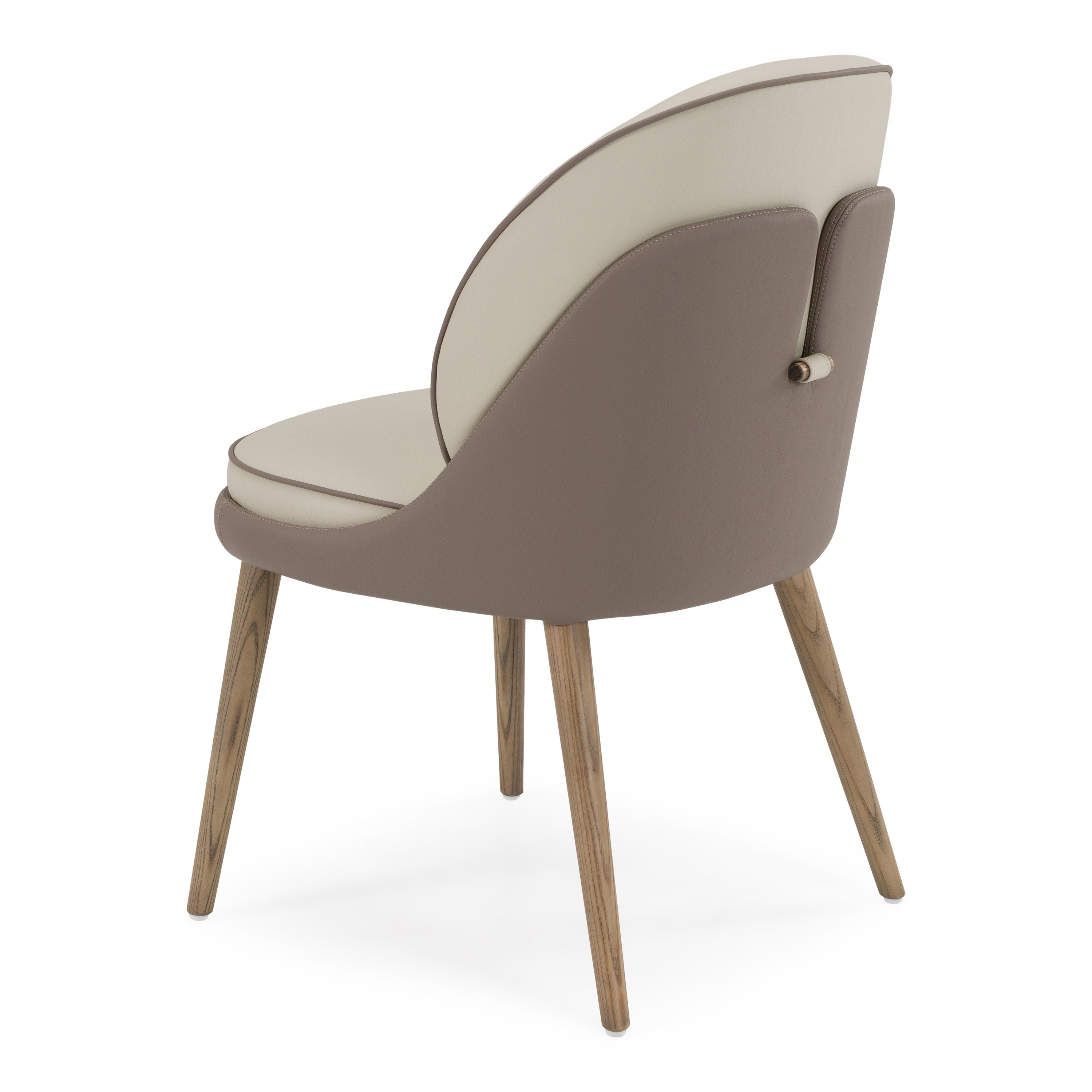 Pangea - Mid-Century Modern Cream & Taupe Vegan Leather + Grey Ash Dining Chair (Set of 2) - image 3