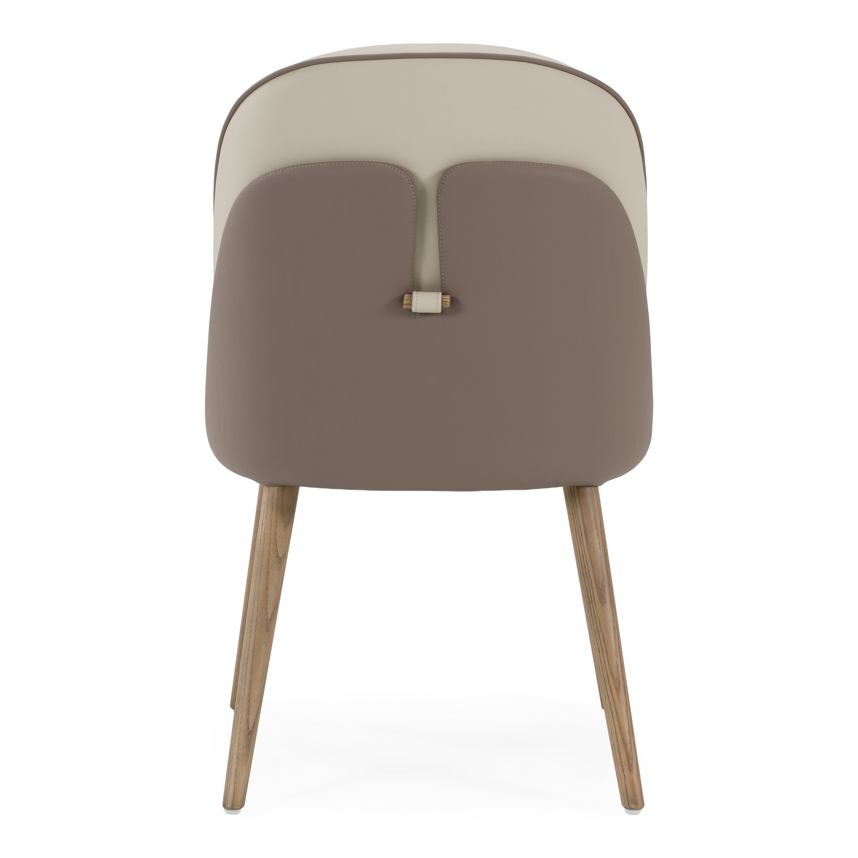 Pangea - Mid-Century Modern Cream & Taupe Vegan Leather + Grey Ash Dining Chair (Set of 2) - image 4