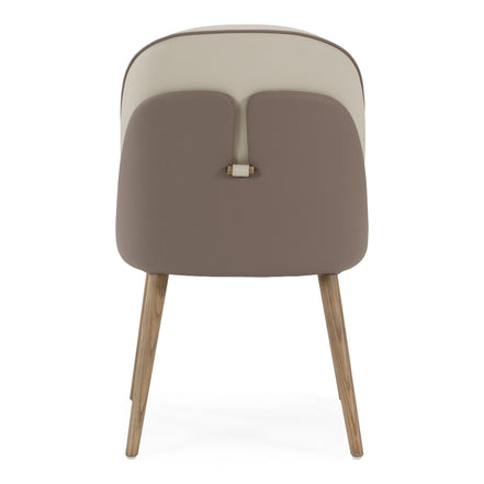 Pangea - Mid-Century Modern Cream & Taupe Vegan Leather + Grey Ash Dining Chair (Set of 2) - image 4