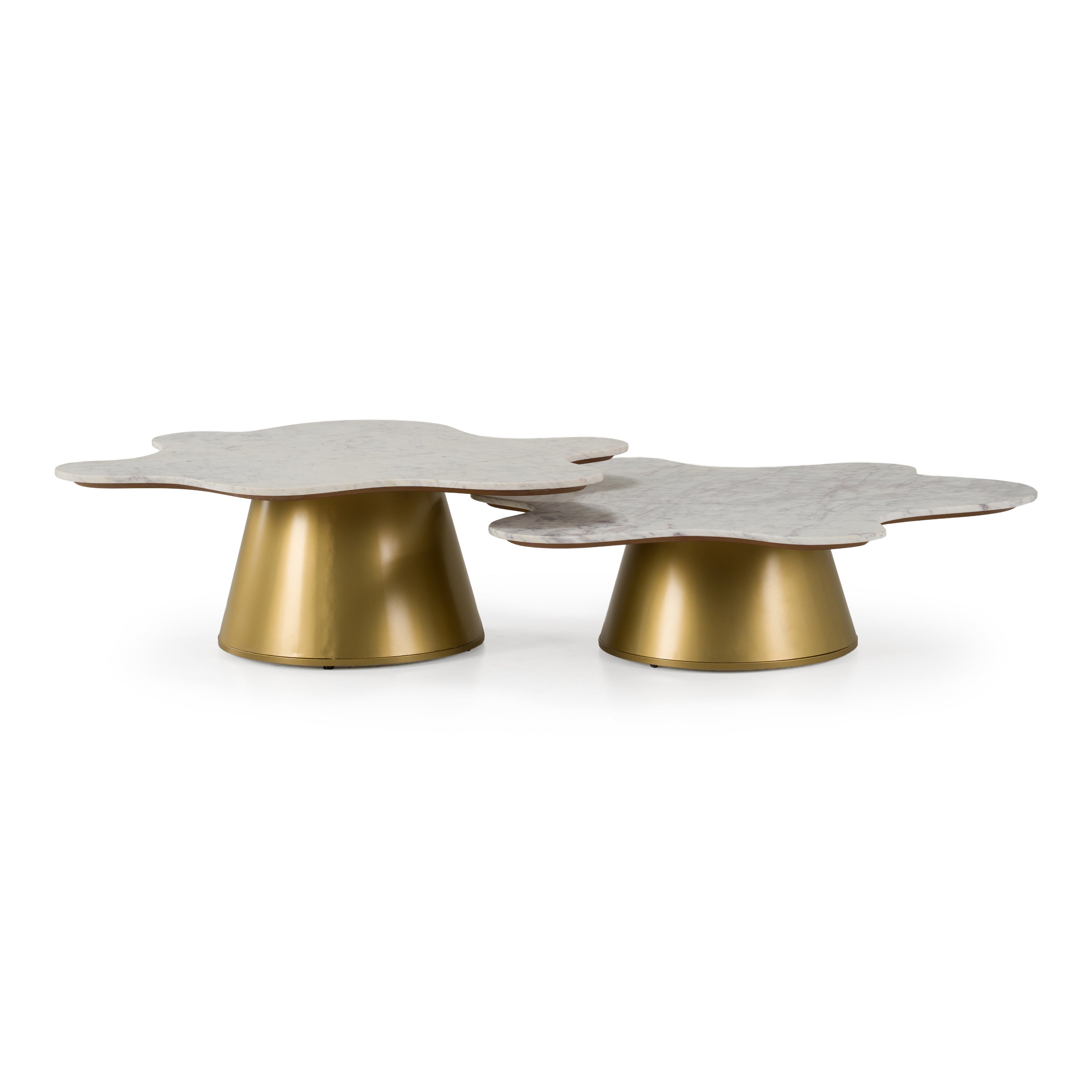 Gabbro - Glam White Marble + Gold Nesting Coffee Table Set - image 3