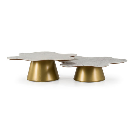 Gabbro - Glam White Marble + Gold Nesting Coffee Table Set - image 3