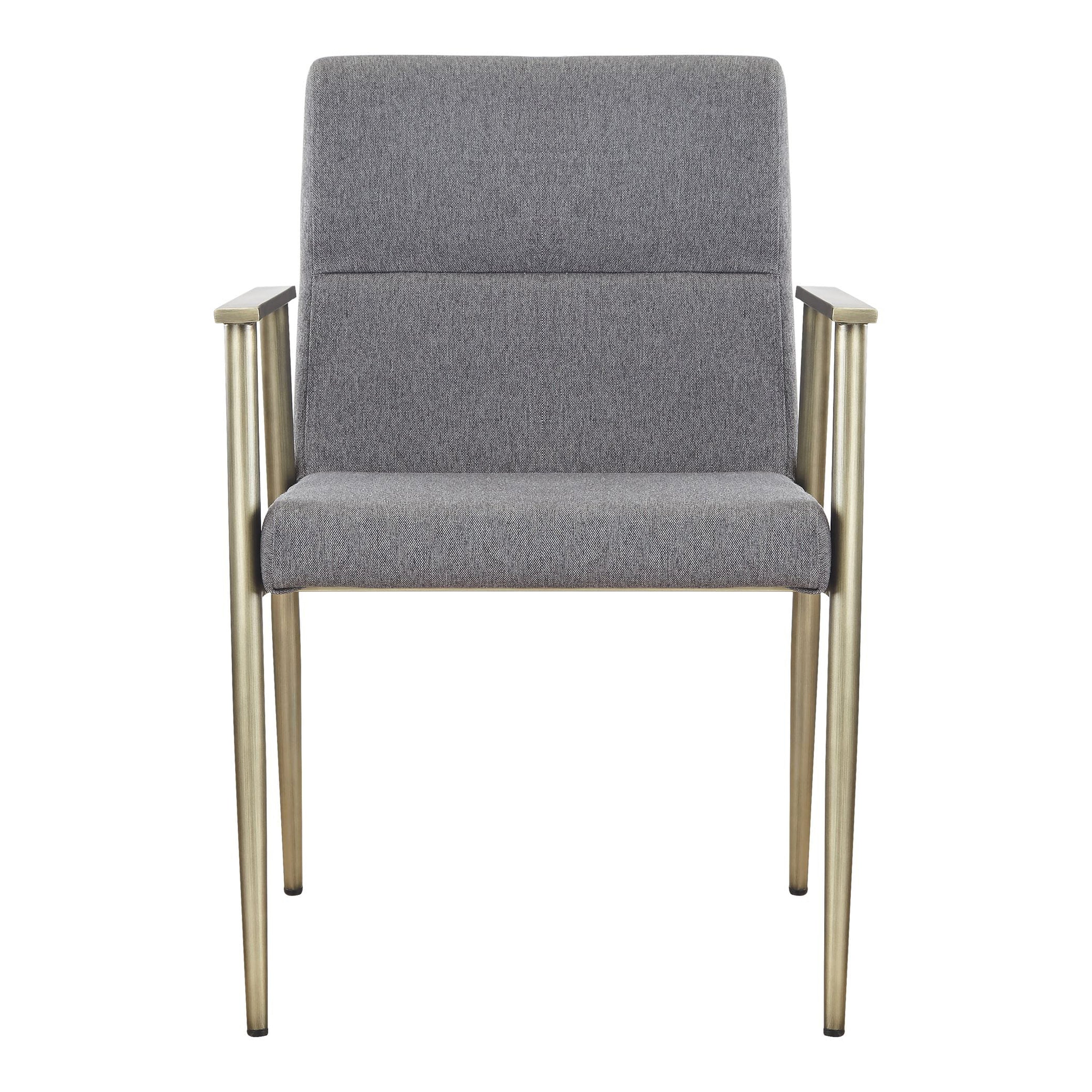 Sabri - Contemporary Grey & Antique Brass Arm Dining Chair - image 4