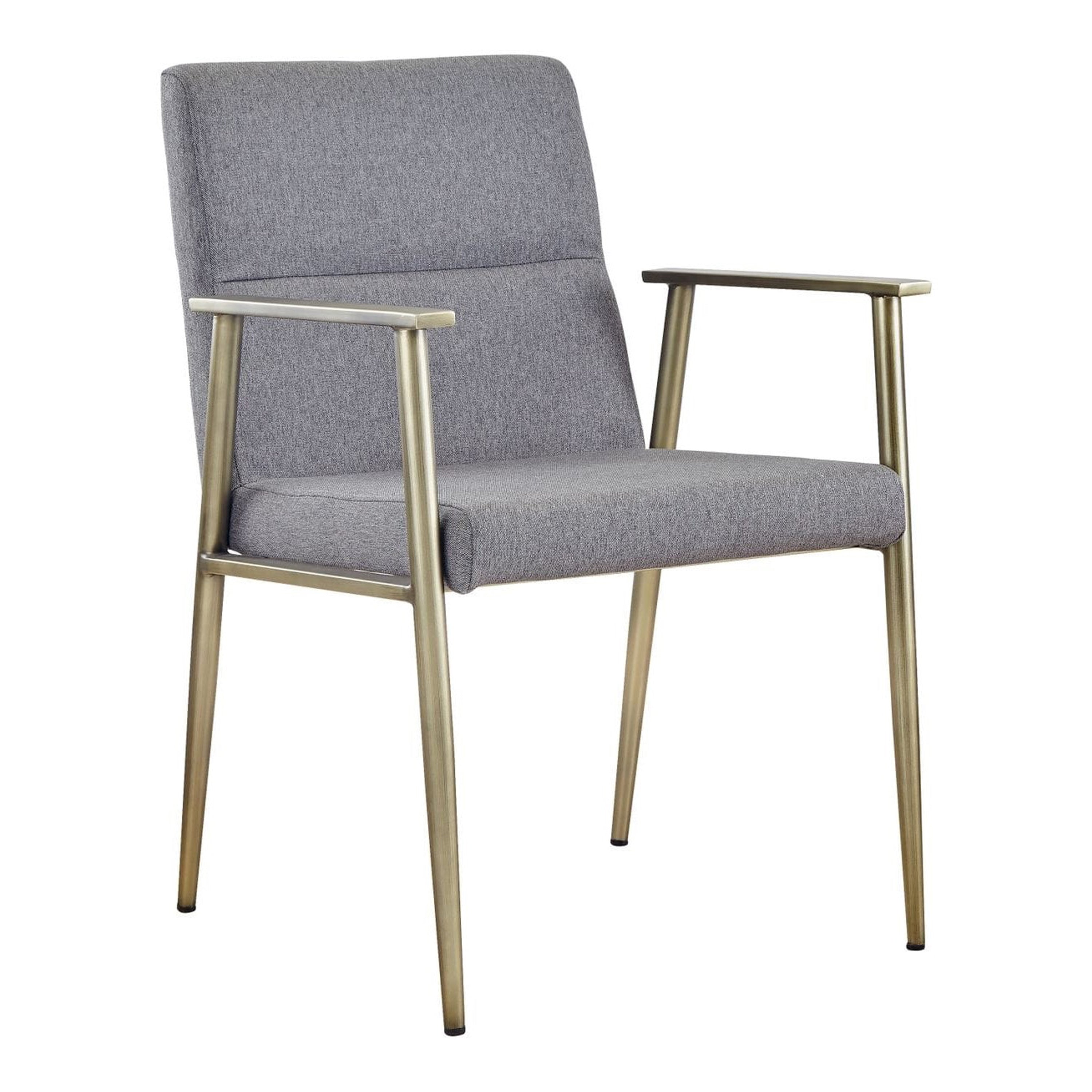 Sabri - Contemporary Grey & Antique Brass Arm Dining Chair - image 5