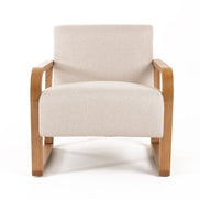 Sada - Mid-Century Modern Beige Linen + Chestnut Accent Chair - image 2