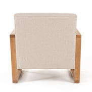 Sada - Mid-Century Modern Beige Linen + Chestnut Accent Chair - image 4