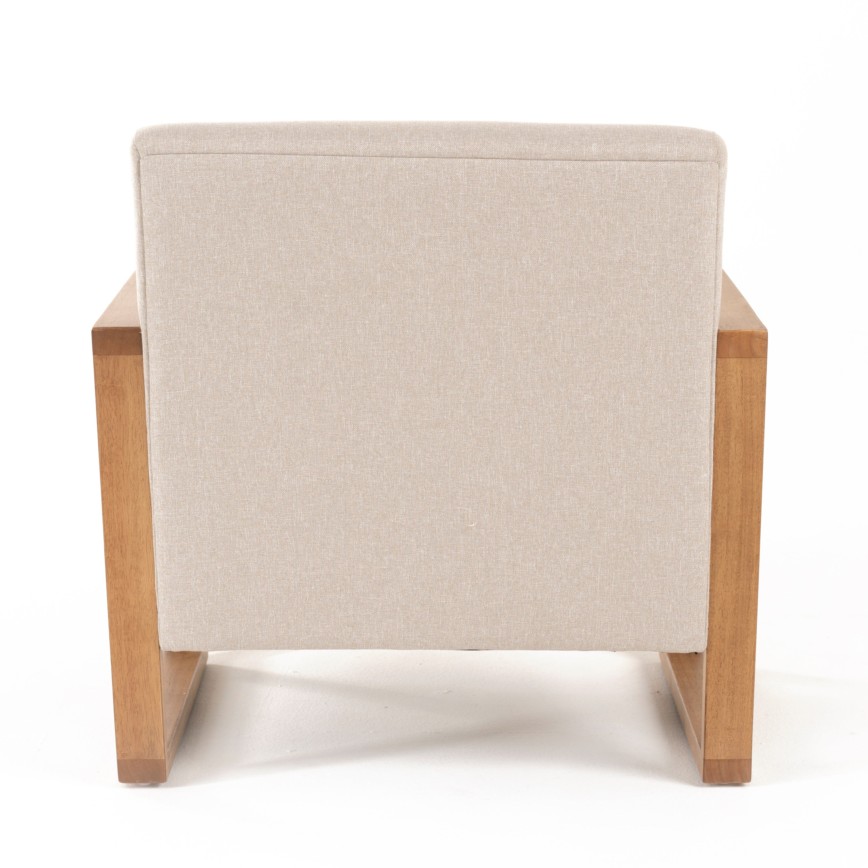 Sada - Mid-Century Modern Beige Linen + Chestnut Accent Chair - image 4