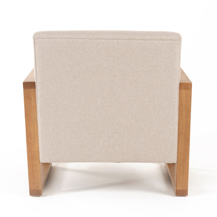 Sada - Mid-Century Modern Beige Linen + Chestnut Accent Chair - image 4