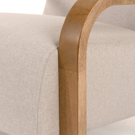 Sada - Mid-Century Modern Beige Linen + Chestnut Accent Chair - image 5