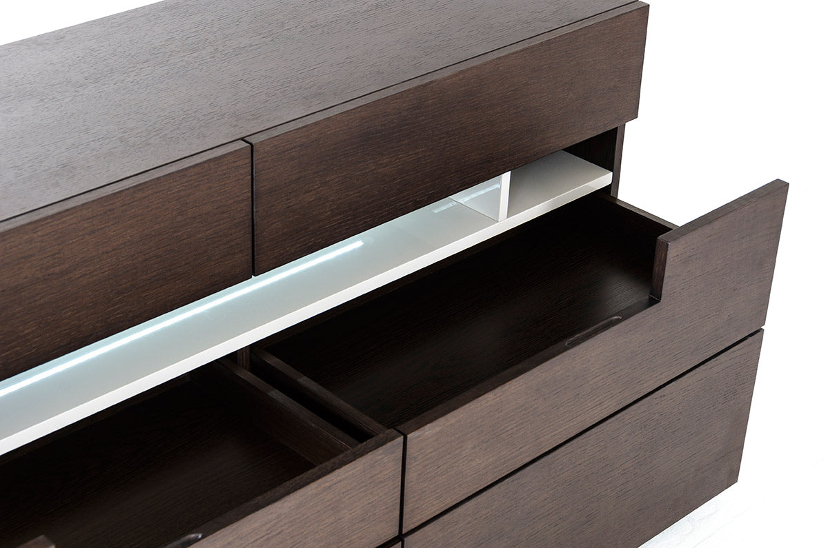 Ceres - Contemporary Brown Oak and Grey Dresser w/ LED Light - image 3