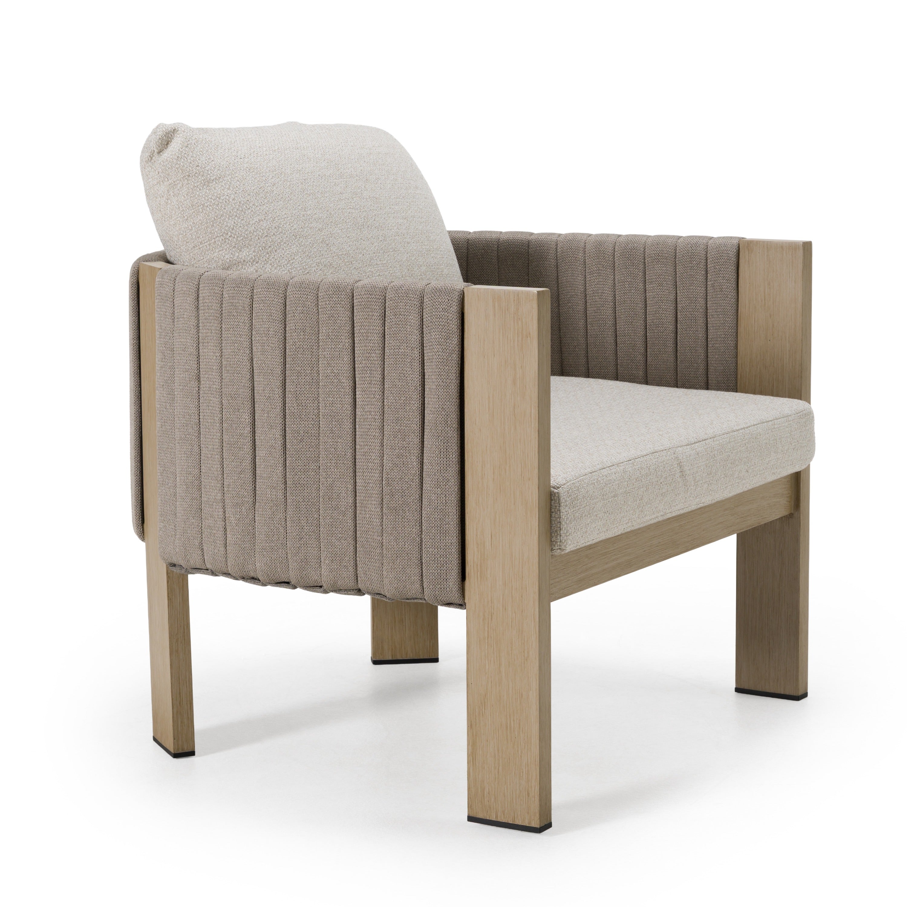 Salvora - Outdoor Beige Fabric & Grey Rope Chair - image 2
