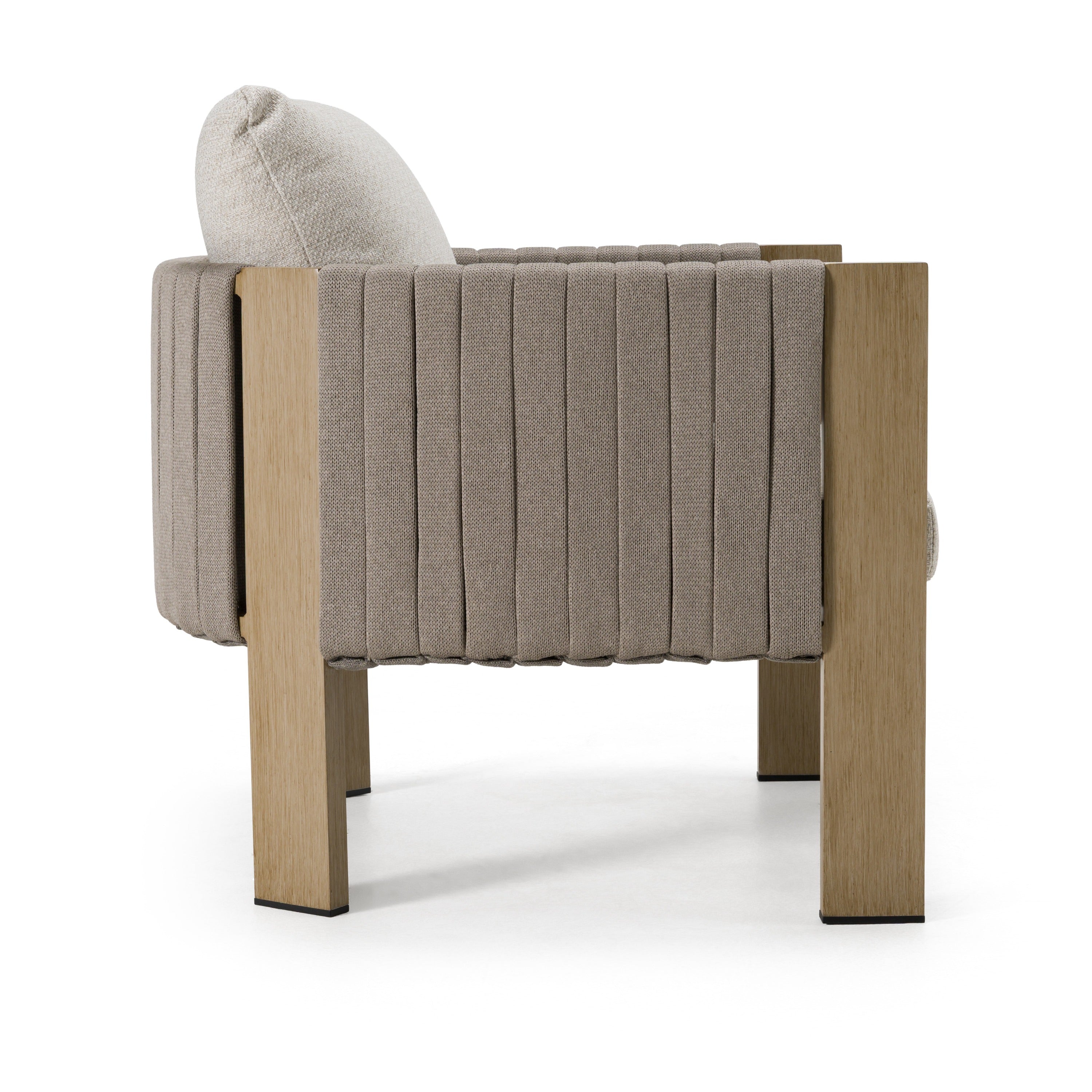 Salvora - Outdoor Beige Fabric & Grey Rope Chair - image 4