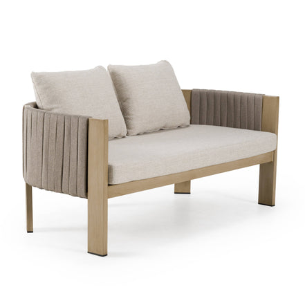 Salvora - Outdoor Beige Fabric & Grey Rope Loveseat - image 2