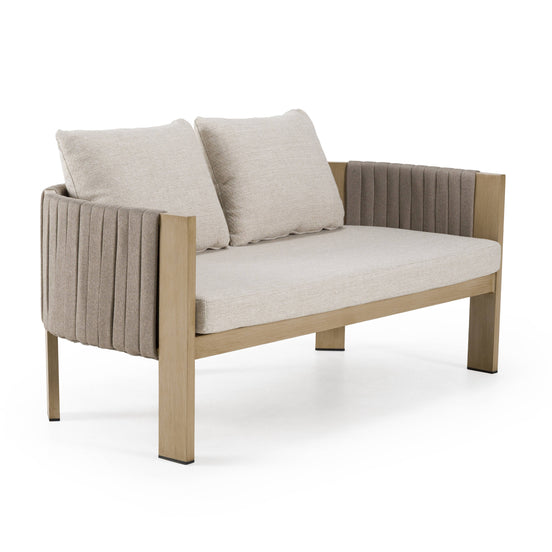 Salvora - Outdoor Beige Fabric & Grey Rope Loveseat - image 2