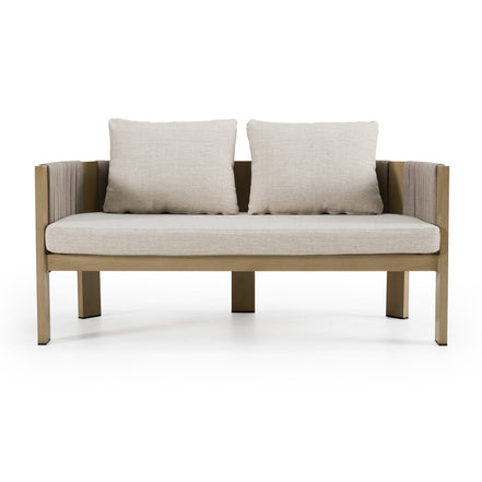 Salvora - Outdoor Beige Fabric & Grey Rope Loveseat - image 3