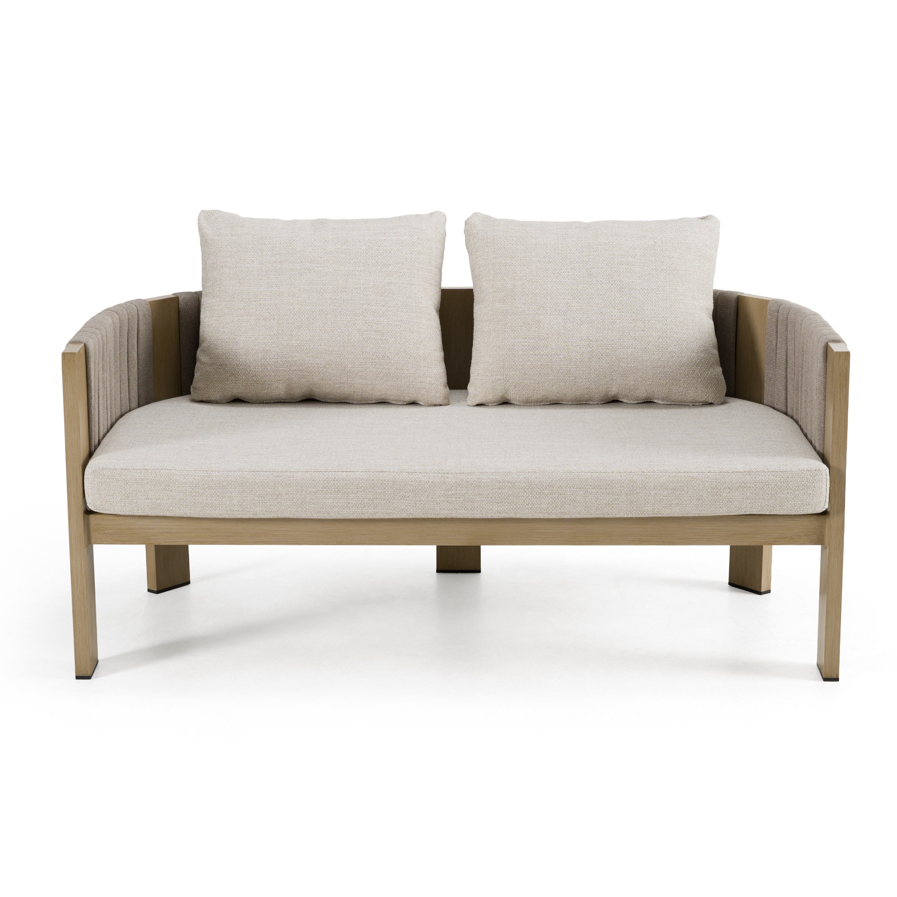 Salvora - Outdoor Beige Fabric & Grey Rope Loveseat - image 4