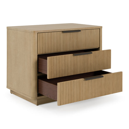 Santa Monica - Modern Natural Oak 3 Drawer Nightstand - image 4
