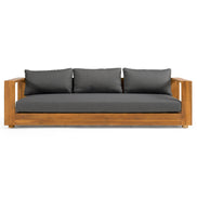 Santorini - Outdoor Grey Olefin Fabric + Natural Teak Sofa Set