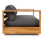 Santorini - Outdoor Grey Olefin Fabric + Natural Teak Sofa Set - image 4