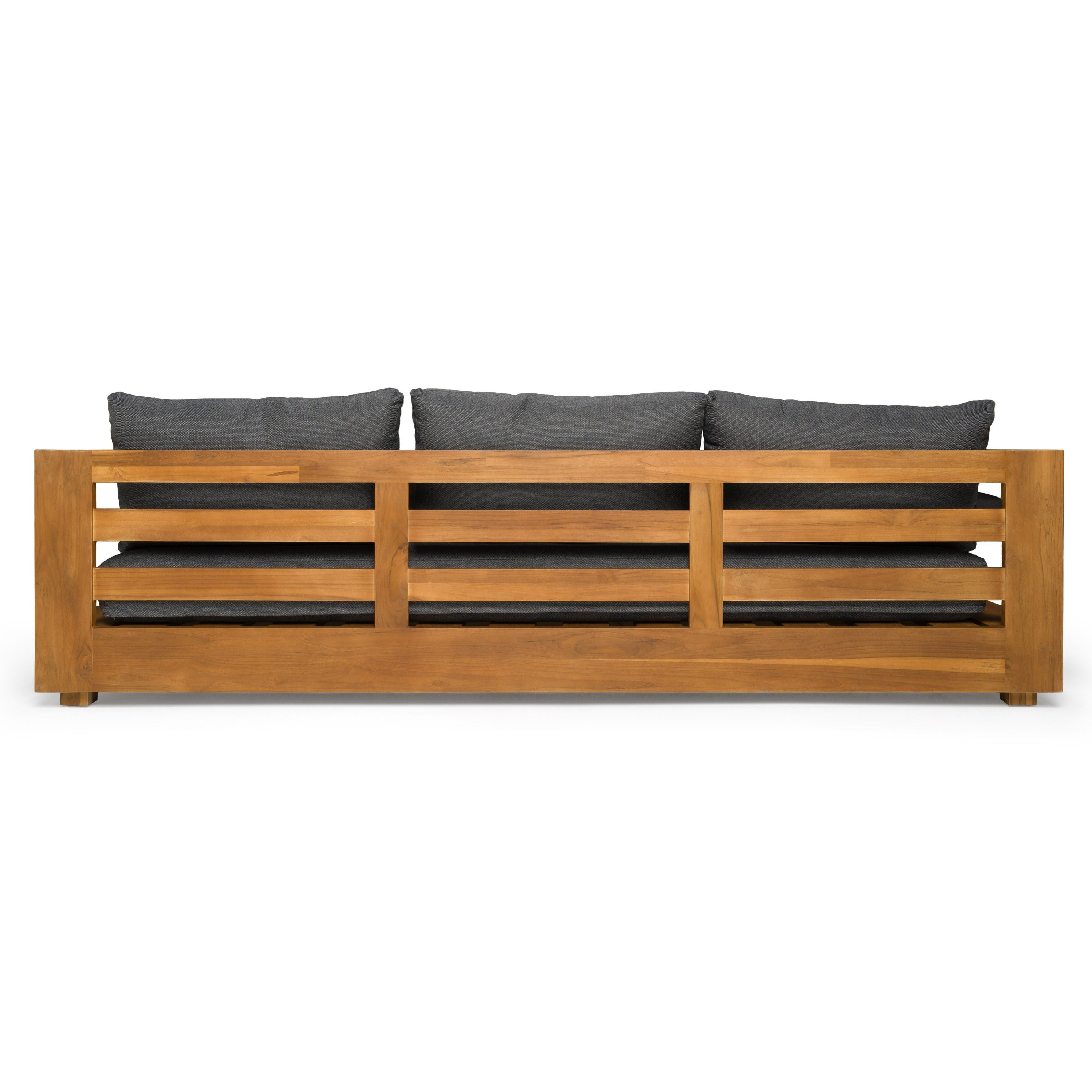 Santorini - Outdoor Grey Olefin Fabric + Natural Teak Sofa Set - image 5
