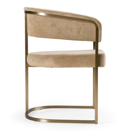 Sebastian - Modern Brown Fabric + Antique Brass Dining Chair - image 2
