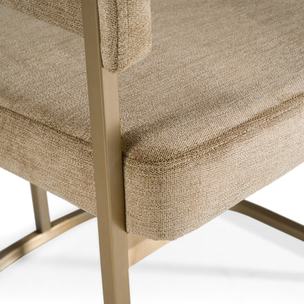 Sebastian - Modern Brown Fabric + Antique Brass Dining Chair - image 5