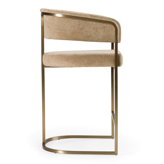 Sebastian - Modern Brown Fabric + Antique Brass Counter Chair - image 2