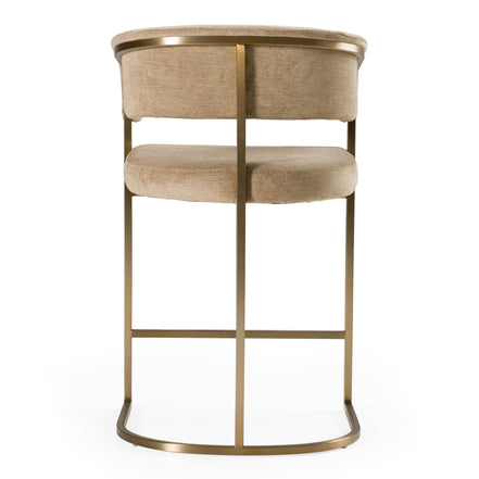 Sebastian - Modern Brown Fabric + Antique Brass Counter Chair - image 3